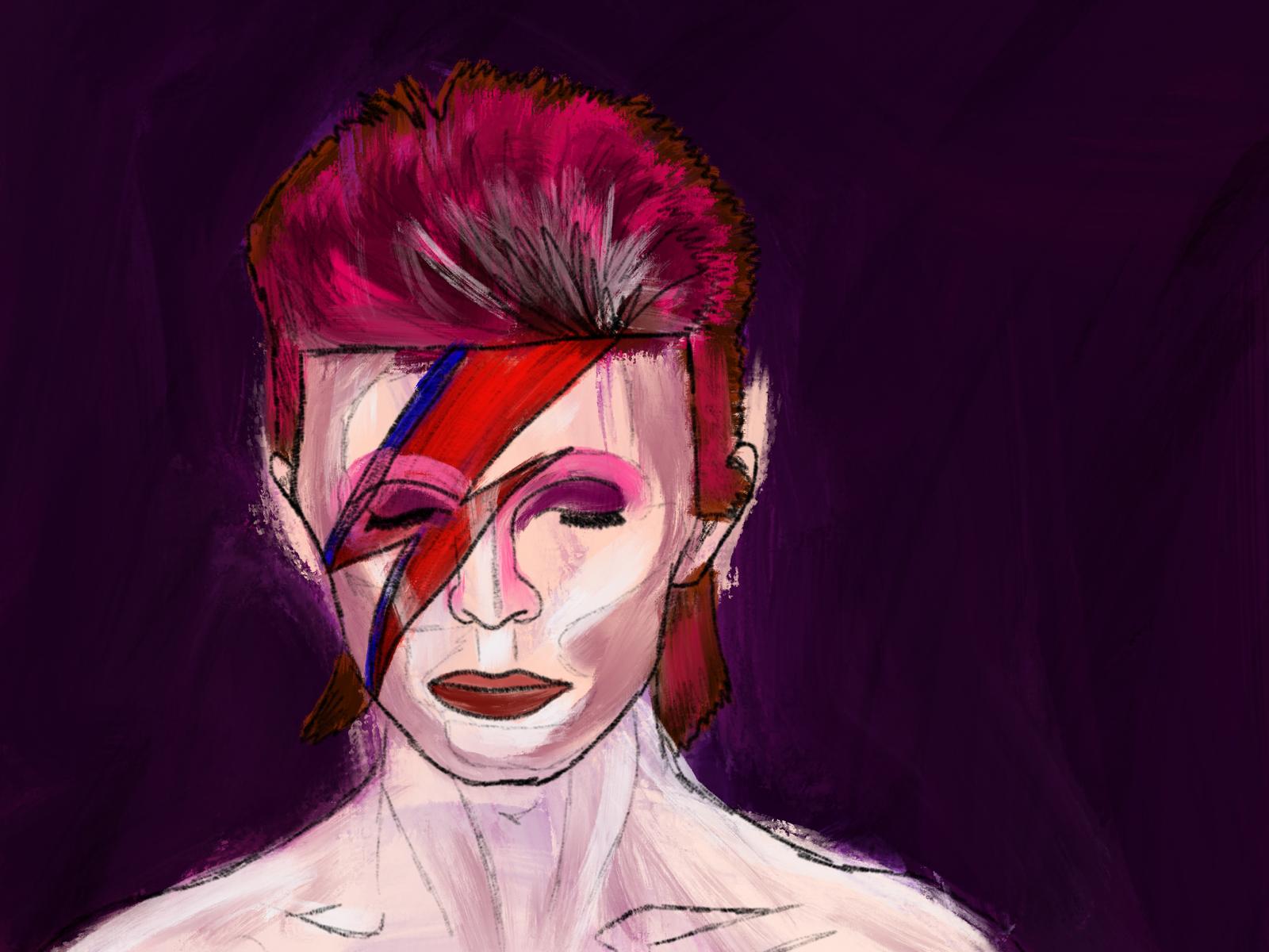 Digital Illustration of David Bowie with a rough style.