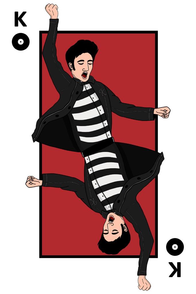 Playing card with Elvis Presley illustration